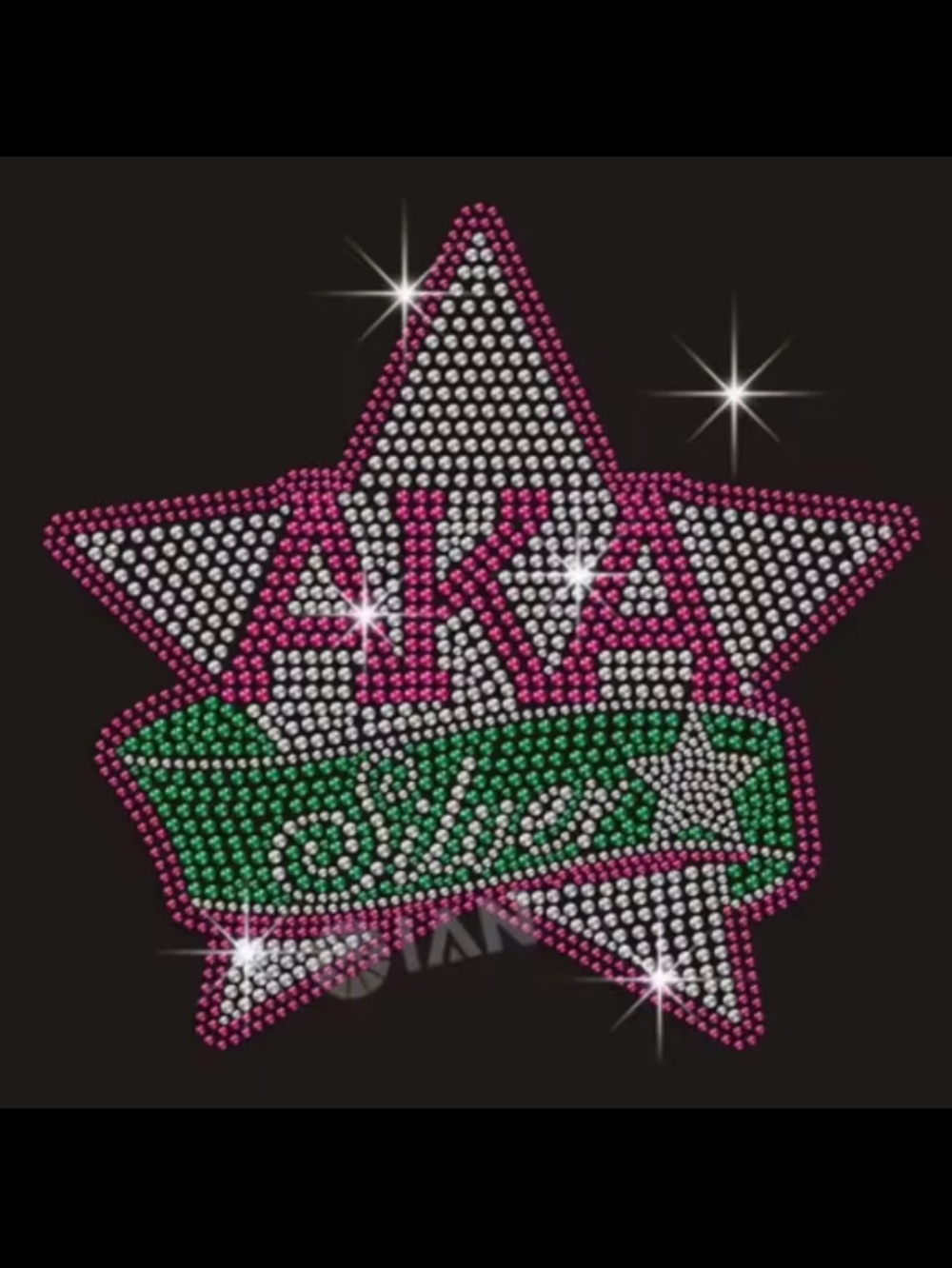AKVA Glitter Star Patch in Pink, Silver & Green transfer or tshirt